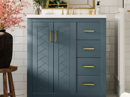 Bathroom Vanity With Sink, Storage Cabinet, Freestanding Set With 3 Drawers & Soft Closing Doors