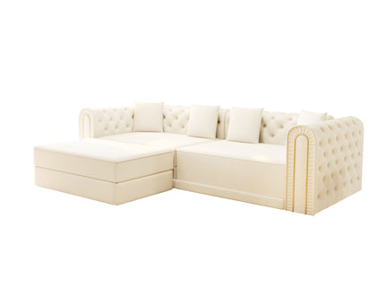 3-In-1 Convertible Sleeper Sofa With Movable Ottoman For Living Room