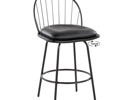 Riley - Claire Farmhouse Fixed Height Counter Stool With Swivel With Round Footrest (Set of 2)