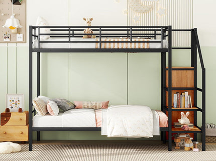 Bunk Bed With Lateral Storage Ladder And Wardrobe