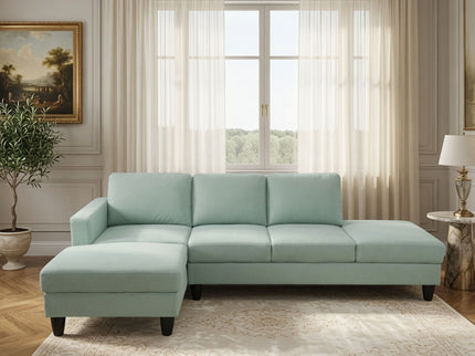 L - Shaped Sectional Sofa With Left Chaise & Ottoman - Pale Green