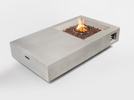 Propane Gas Fire Pit Table, 50000 Btu, Rectangular For Outside - Light Gray
