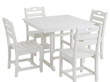Outdoor Patio Dining Set, Square Table With Umbrella Hole And Armless Chairs
