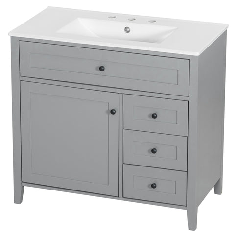 Bathroom Vanity With Sink, Cabinet With 3 Drawers And Adjustable Shelf