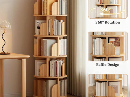 5 Tier Rotating Bookshelf, Spinning Design