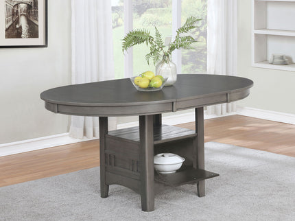 Lavon - Oval Extension Leaf Dining Table With Built In Storage - Gray