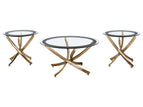 Gold / 3 Pc. Coffee Table, 2 End Tables