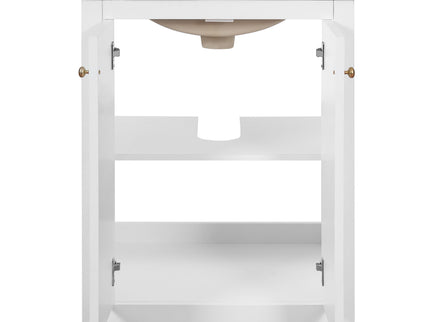 Bathroom Vanity With Ornate Elliptical Motif, Soft Close Hinges