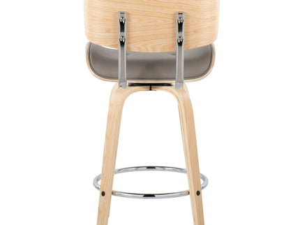 Lombardi - Mid Century Modern Fixed Height Counter Stool With Swivel With Round Footrest (Set of 2)