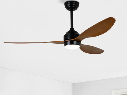Ceiling Fan With Lights Quiet DC Motor 3 Blade Ceiling Fans 6 Speed Levels, Reversible Ceiling Fan - Matte Black / Wood