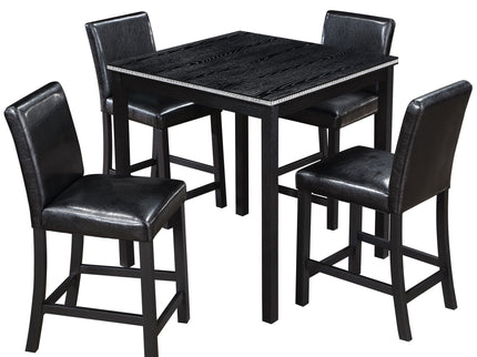 5 Pieces Counter Height Table Set, Kitchen Table With Square Table And 4 Upholstered Chairs