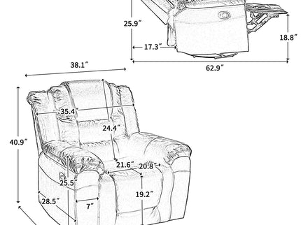 360° Swivel And Rocking Home Theater Recliner Manual Recliner Chair With Wide Armrest For Living Room