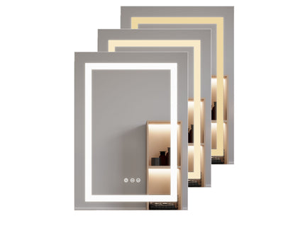 Bathroom Medicine Cabinet With LED Mirror, Anti-Fog, Waterproof, 3000K~6000K Single Door Lighted Bathroom Cabinet With Touch Swich