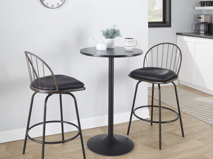Riley - Claire Farmhouse Fixed Height Counter Stool With Swivel With Round Footrest (Set of 2)