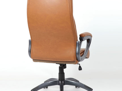 Executive Office High Back Ergonomic Desk Chair, Height Adjustable With Padded Armrest & 5 Point Base - Antique Brown