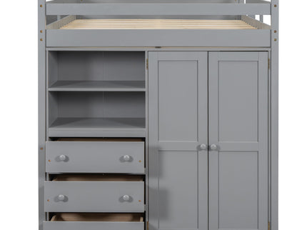 Loft Bed With Built In Wardrobe, Shelves And Drawers