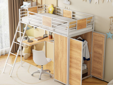 Loft Bed With L Shape Desk And Wardrobe