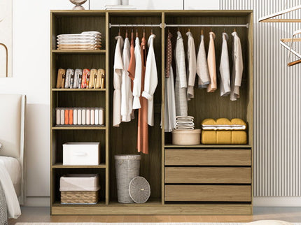 Doorless Storage Wardrobe For Dedroom With Shelves And 3 Drawers