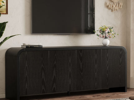 Curved Edge TV Stand With Large Cabinets