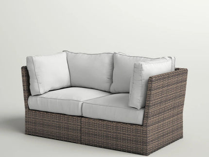 Modern Patio Wicker Loveseat With Cushions