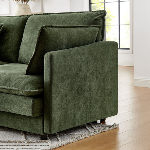 L-Shaped Sectional Sofa With Ottoman, Convertible 4 Seater Couch
