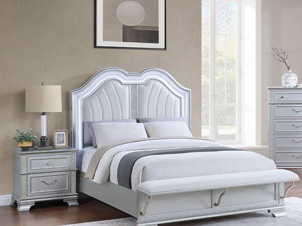 Elegant Bed With Built In Footboard Bench, USB