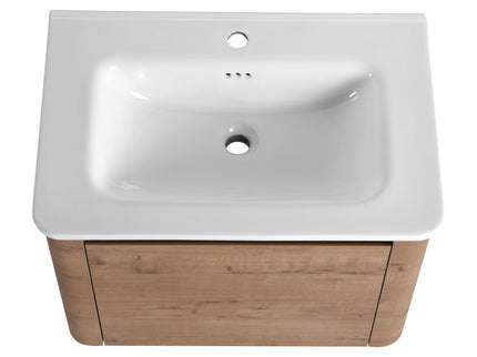 Wall Mounted Bathroom Vanity With Sink, Storage Shelves & Soft Close Door