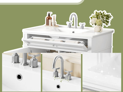 Bathroom Vanity With Top Sink, 2 Drawers, Tip Out Drawer