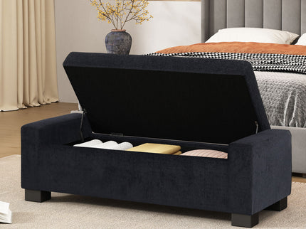 Textured Fabric Ottoman Bench With Hinged Lid
