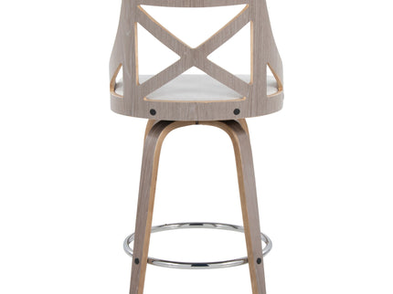 Charlotte - Farmhouse Fixed Height Counter Stool & Swivel With Round Footrest (Set of 2)