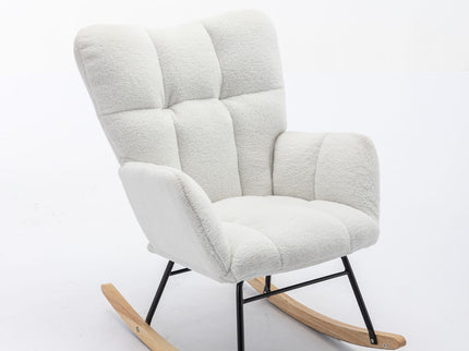 Teddy Fabric Rocking Gilder Nursery Chair For Living Room Indoor - Ivory