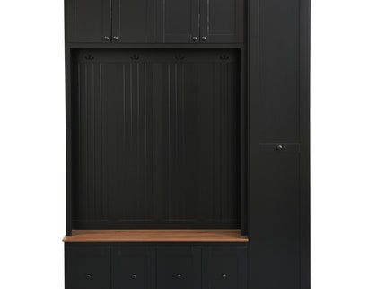Entryway Hall Tree With Storage Bench, Coat Rack Shoe Bench With Cabinets