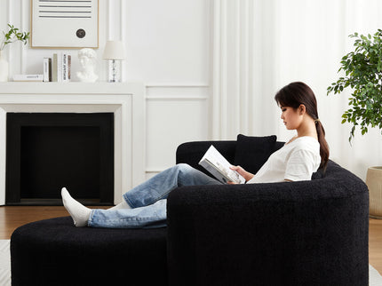 L - Shape Boneless Cloud Couch With 2 Throw Pillows For Living Room