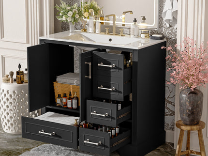 Traditional Bathroom Vanity With Soft Close Doors And Drawers