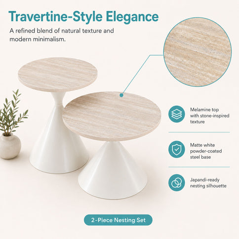 2 Piece Coffee Round Table Set