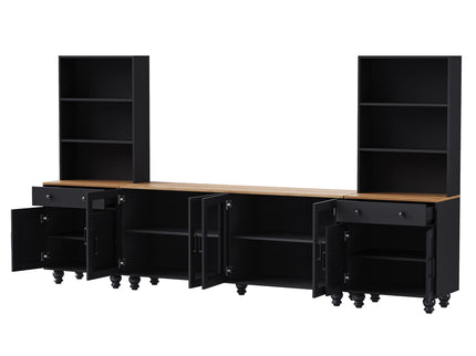 Farmhouse TV Stand With Solid Wood Gourd Shaped Legs For TVs Up To 70"