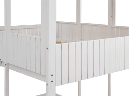 Bunk Bed With Roof, Window, Guardrail, Ladder