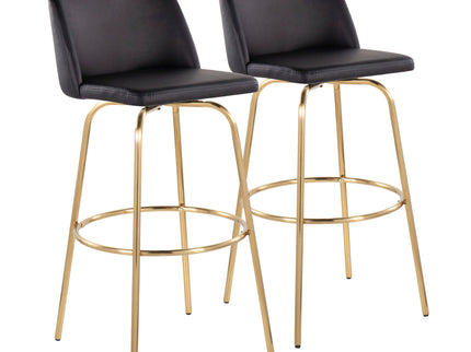 Toriano - Contemporary Fixed Height Barstool With Swivel And Round Footrest (Set of 2)
