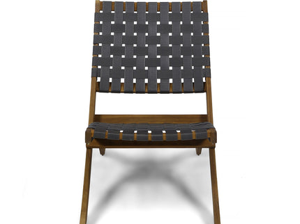 Solidago - Outdoor And Strapping Belt Folding Chairs, (Set of 2) - Black / Brown