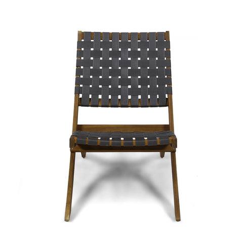 Solidago - Outdoor And Strapping Belt Folding Chairs, (Set of 2) - Black / Brown