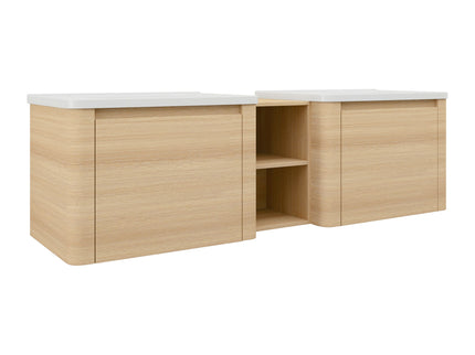 Wall Mounted Bathroom Vanity With Sink And Storage Shelves, Soft Close Doors