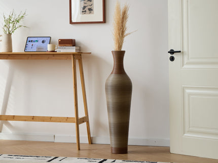 Tall Vase - Brown Decorative Floor Vase, Classic Neat Floor Vase Tall Freestanding Flower Holder, Artificial Rattan Vase, Floor Vase, Flower Holder For Home Decor - Gray