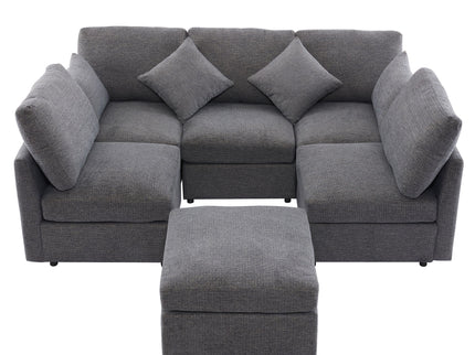 Sectional Sofa Modular U-Shaped With Ottoman & USB Ports