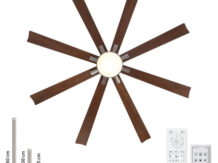Large Ceiling Fan With Dimmable LED Light 8 Blades Remote Control, Reversible DC Motor