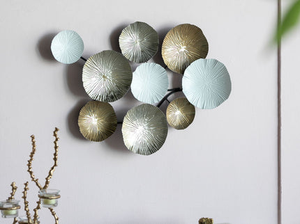 Contemporary Metal Wall Decor Accent - Golden / White