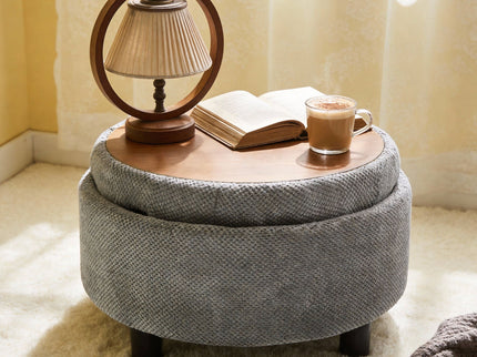 Storage Round Footstool Table Ottoman