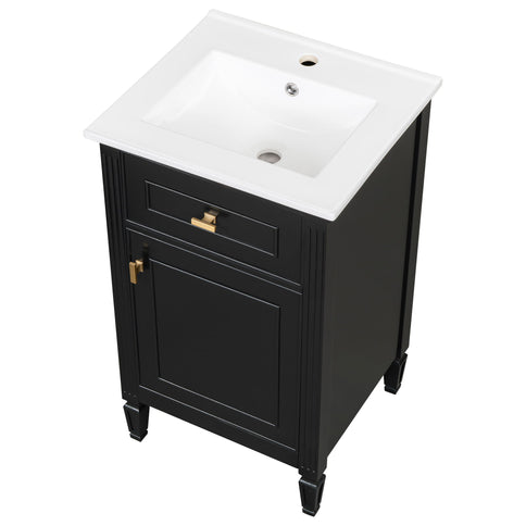 Bathroom Vanity With Sink, Adjustable Shelf, Tilt-Out Drawer