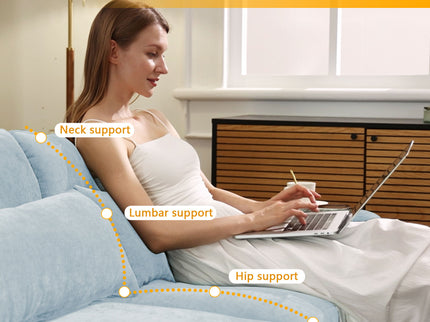 Elegant Sofa With Ergonomic Design And Lumbar Pillows