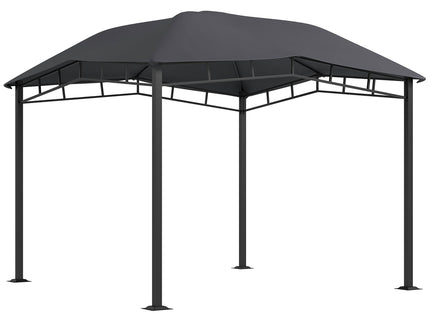 Outsunny - 10' x 10' Soft Top Patio Gazebo Outdoor Canopy With Unique Geometric Design Roof, All-Weather Steel Frame - Gray