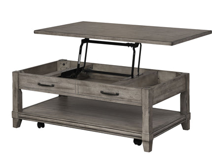 Lift Top Cocktail Table With Casters - Gray